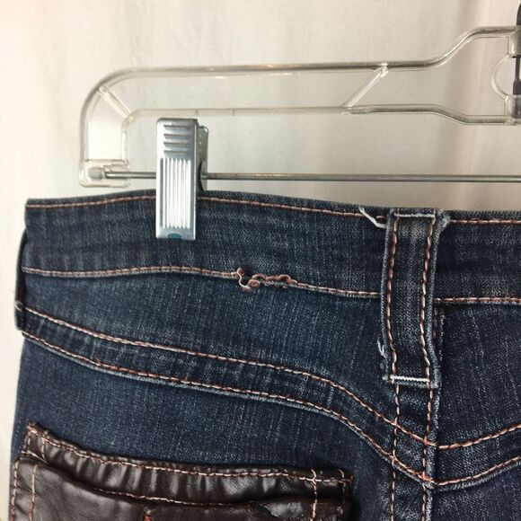 True Religion Ricky Pleather Jewel Embellished Straight Leg Jeans 29 - Picture 6 of 9